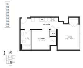 Urban 1 Bedroom U5 1808 floor plan